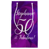パープルエレガント50と素晴らしい誕生日パーティー スモールペーパーバッグ (正面)