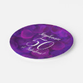パープルエレガント50と素晴らしい誕生日パーティー ペーパープレート (アングル)