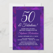 パープルエレガント50と素晴らしい誕生日パーティー 招待状 (正面)