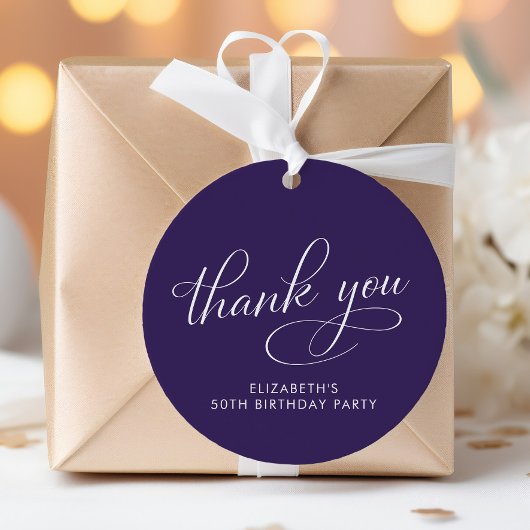 パープルエレガント50th誕生日パーティーありがとう フェイバータグ