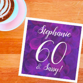 パープルエレガント60とサッシー誕生日パーティー スタンダードカクテルナプキン