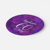 パープルエレガント60とサッシー誕生日パーティー ペーパープレート (アングル)