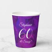 パープルエレガント60とサッシー誕生日パーティー 紙コップ (正面)