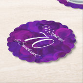 パープルエレガント70とセンセーショナルな誕生日パーティー ペーパーコースター (アングル)