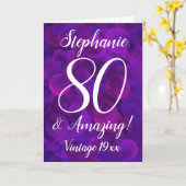 パープルエレガント80と素晴らしいパーソナライズ誕生日 カード (黄色い花)