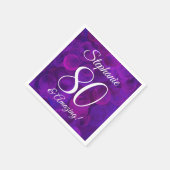 パープルエレガント80と素晴らしい誕生日パーティー スタンダードカクテルナプキン (角)