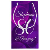 パープルエレガント80と素晴らしい誕生日パーティー スモールペーパーバッグ (裏面)