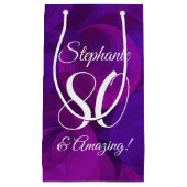 パープルエレガント80と素晴らしい誕生日パーティー スモールペーパーバッグ (正面)