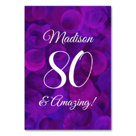 パープルエレガント80と素晴らしい誕生日パーティー テーブルナンバー