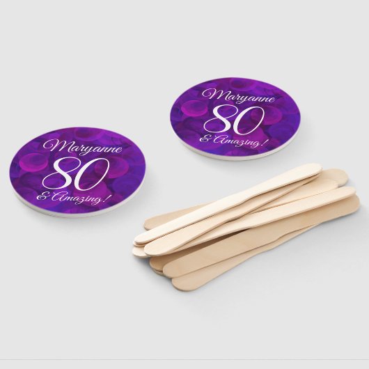 パープルエレガント80と素晴らしい誕生日パーティー ハンドファン (組立なし)