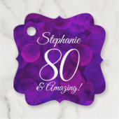パープルエレガント80と素晴らしい誕生日パーティー フェイバータグ (正面)