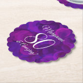 パープルエレガント80と素晴らしい誕生日パーティー ペーパーコースター (アングル)