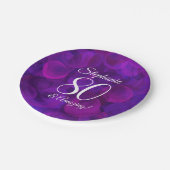 パープルエレガント80と素晴らしい誕生日パーティー ペーパープレート (アングル)