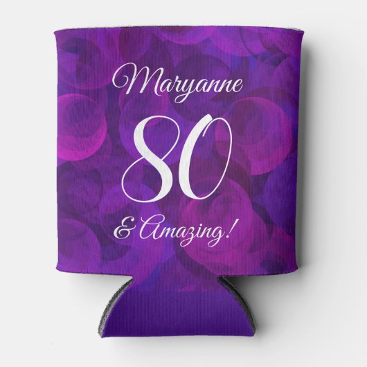パープルエレガント80と素晴らしい誕生日パーティー 缶クーラー (正面)