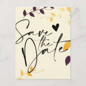 パープルエレガント・ゴ葉ンドの発表日を保存 案内ポストカード (正面)
