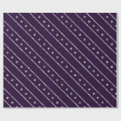 パープルエレガント&シルバーグリッタークリスマスストライプ ラッピングペーパー (フラット)