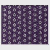 パープルエレガント&シルバーグリッタークリスマスバウブル ラッピングペーパー (フラット)