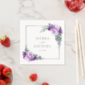 パープルエレガント&シルバーフローラユーカリ結婚ス スタンダードカクテルナプキン (インサイチュ)