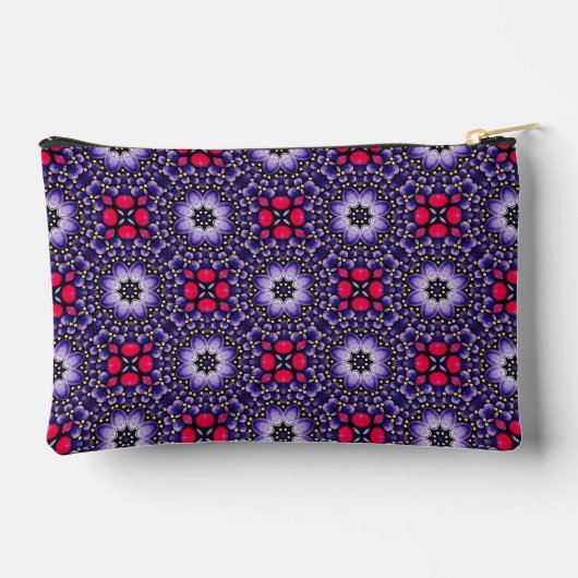 パープルエレガント&ピンク抽象芸術ドットアートパターン アクセサリーポーチ (裏面)