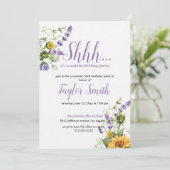 パープルエレガント フラワー サプライズパーティー招待状 招待状 (スタンド正面)