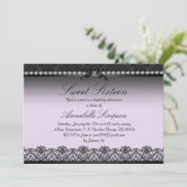 パープルエレガント&ブラックレースSweet sixteen招待状 招待状 (スタンド正面)