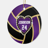 パープルエレガント、ブラック、金ゴールドバレーボール セラミックオーナメント (左)