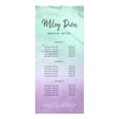 パープルエレガント&ミントグリッターマーブルメイクアップアーティスト ラックカード (正面)