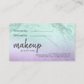 パープルエレガント&ミントグリッターマーブルメイクアップアーティスト 紹介カード (裏面)