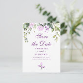 パープルエレガント・ラバモダンンダー日付の保存 ポストカード (スタンド正面)