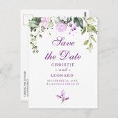 パープルエレガント・ラバモダンンダー日付の保存 ポストカード (正面/裏面)