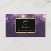 パープルエレガント《写真》ぼけ味サロンブラックおよび金ゴールドフレーム 名刺 (正面)