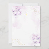 パープルエレガント&金ゴールドクロスファースト聖餐式 招待状 (裏面)