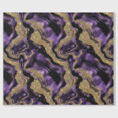 パープルエレガント&金ゴールドグリッターアゲート誕生日 ラッピングペーパー (フラット)