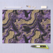 パープルエレガント&金ゴールドグリッターアゲート誕生日 薄葉紙 (クラフト)