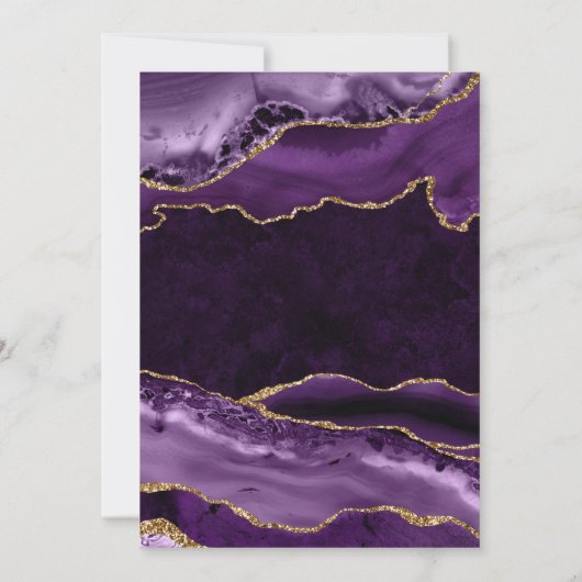 パープルエレガント&金ゴールドグリッターアゲート21歳の誕生日 招待状 (裏面)