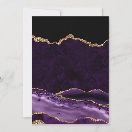 パープルエレガント&金ゴールドグリッターアゲート60誕生日 招待状 (裏面)