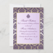 パープルエレガント&金ゴールドダマスク誕生日招待状 招待状 (裏面)