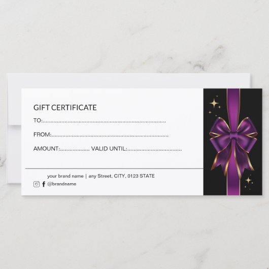 パープルエレガント&金ゴールドボウギフト券 (裏面)