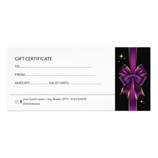 パープルエレガント&金ゴールドボウギフト券 | 割引 ラックカード (裏面)