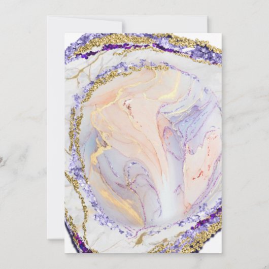 パープルエレガント&金ゴールド大理石16th誕生日パーティー 招待状 (裏面)