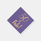 パープルエレガント「50 & Fab!」 50thバースデーパーティー スタンダードカクテルナプキン (角)