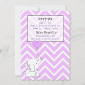 パープルエレファントをテーマにしたベビーシャワーの招待状 招待状 (裏面)