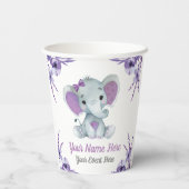 パープルエレファントガール紙カップシャワー誕生日 紙コップ (裏面)
