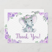 パープルエレファントサンキューバラガールポストカード ポストカード (正面/裏面)