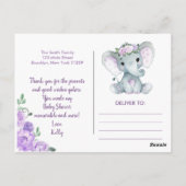 パープルエレファントサンキューバラガールポストカード ポストカード (裏面)