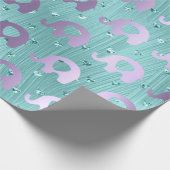 パープルエレファントベビーシャワープリンセスハート ラッピングペーパー (角)