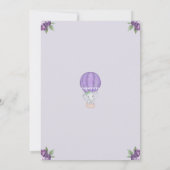 パープルエレファントホットエアバルーンフローラベビーシャワー 招待状 (裏面)
