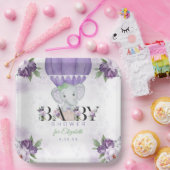 パープルエレファントホットエアバルーン赤ちゃんシャワー ペーパープレート (パーティー)