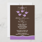 パープルエレファントモバイルベビーシャワー招待状 招待状 (正面)