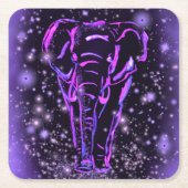 パープルエレファント紙コースター スクエアペーパーコースター (正面)